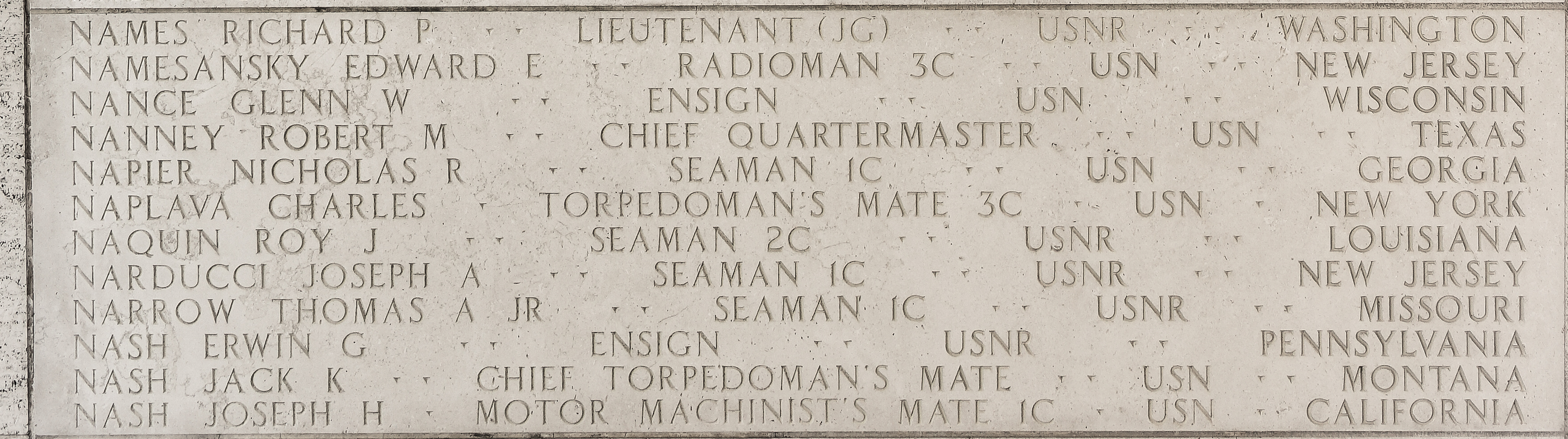 Robert M. Nanney, Chief Quartermaster